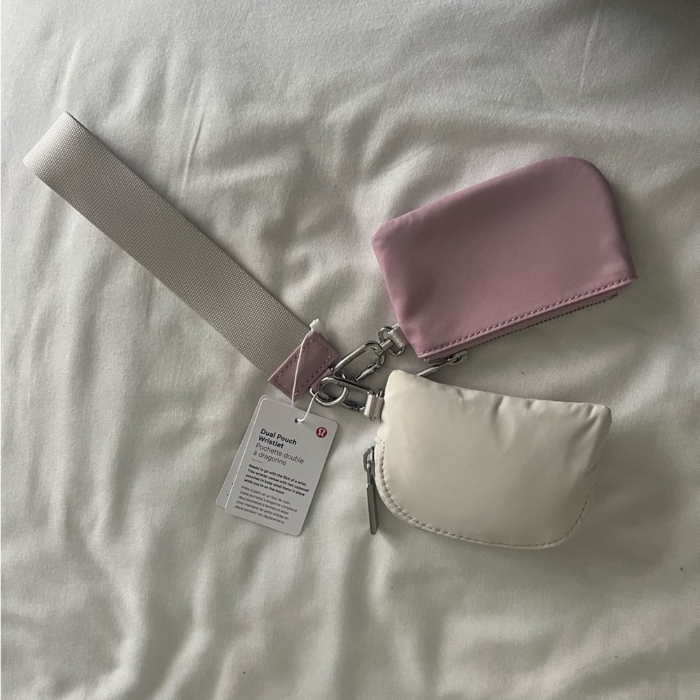 🆕 Lululemon Dual Pouch Wristlet - White Opal/Pink Peony - Picture 7 of 7